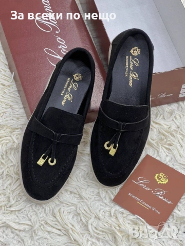 Loro Piana Дамски Велурени Черни Ежедневни Обувки Лоро Пиана Код E1292, снимка 2 - Дамски ежедневни обувки - 54130172