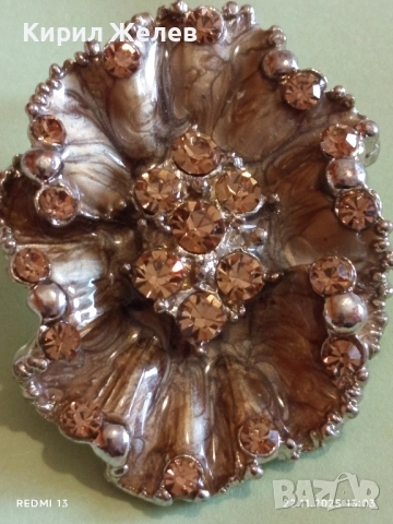 КОЛИЕ във ФОРМАТА на ЦВЕТЕ УКРАСЕНО с ОРАНЖЕВИ КРИСТАЛИ ДИЗАЙНЕРСКО БИЖУ 51876, снимка 8 - Колиета, медальони, синджири - 52501843