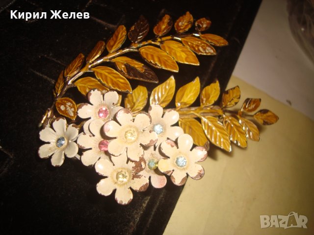 РЯДКА СТАРА БРОНЗОВА ФЛОРАЛНА СКЪПОЦЕННА БРОШКА МАЙСТОРСКА ЮВЕЛИРНА РАБОТА - УНИКАТ 6235, снимка 7 - Антикварни и старинни предмети - 33876189