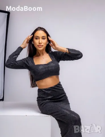 Черен дамски комплект (наличен и в бяло), снимка 3 - Комплекти - 47523528