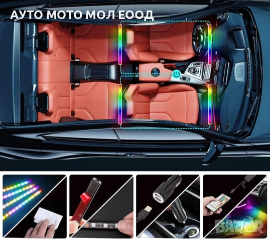 Интериорно 48 LED амбиентно осветление за автомобил 12V., снимка 3 - Аксесоари и консумативи - 51044971