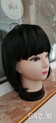 Нова черна перука от естествена коса перука от човешки косъм 30 см Боб стил - мод.16, снимка 6 - Аксесоари за коса - 29932399