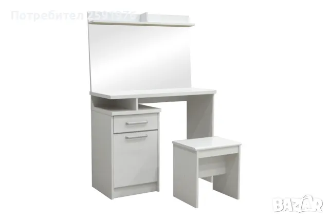 Тоалетка с огледало Puzzle-home Olympus, ПДЧ, Бял, 90.5x39.5x75cm, снимка 1