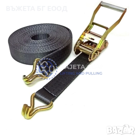 Черни укрепващи колани с тресчотка Черен колан с кука за укрепване на товари