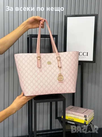Gucci Голяма Дамска Чанта Тип Шопър С Монограм Дълги Дръжки И Златен Метален Акцент Код SEM-729, снимка 4 - Чанти - 55973832