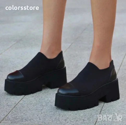 Обувки на платформа - черен неопрен - NPR22