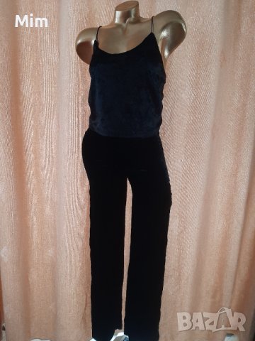 S Черен клин с висока талия от плюш и къс топ 