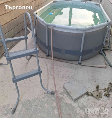 Басейн с мет. конструкция, 305x200x84см., овален, с филтърна помпа и диспенсър, Bestway 5614A Power , снимка 3 - Басейни и аксесоари - 51650383