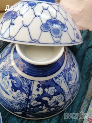 Китайски порцелан в син цвят - 5 броя, снимка 5 - Сервизи - 42930047