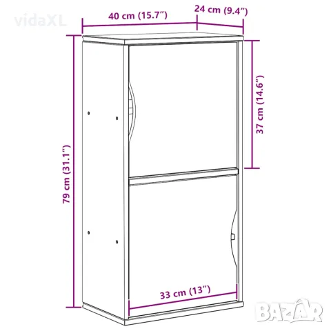 vidaXL Страничен шкаф ODDA White 40x24x79 cm Масивна дървесина Бор, снимка 10 - Бюфети - 56147521