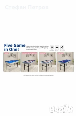 Сгъваема Маса за игри Action One 5 в 1 Multigame, 137 x 69 x 79 см, снимка 4 - Настолни игри - 51198650