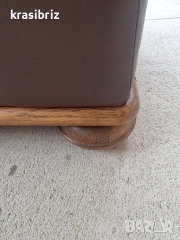 Табуретка Масив-Естествена Кожа-внос от Германия!, снимка 5 - Дивани и мека мебел - 52492770