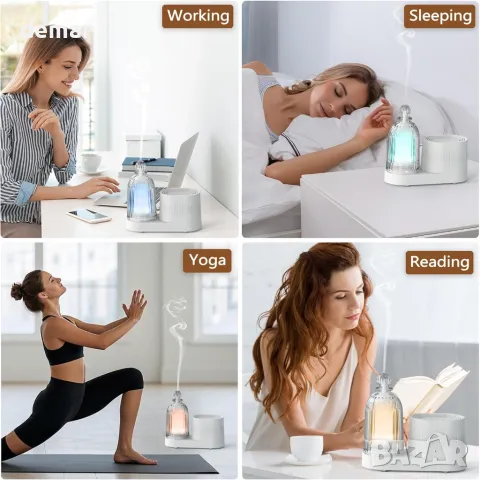 DOUDING 4в1, 400 мл Стъклен дифузор за етерично масло с Bluetooth високоговорител, 7 цветни светлини, снимка 7 - Други стоки за дома - 49687130