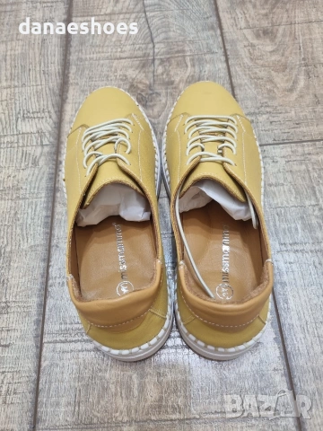 Дамски спортни обувки от естествена кожа в жълто , снимка 6 - Дамски ежедневни обувки - 53890826