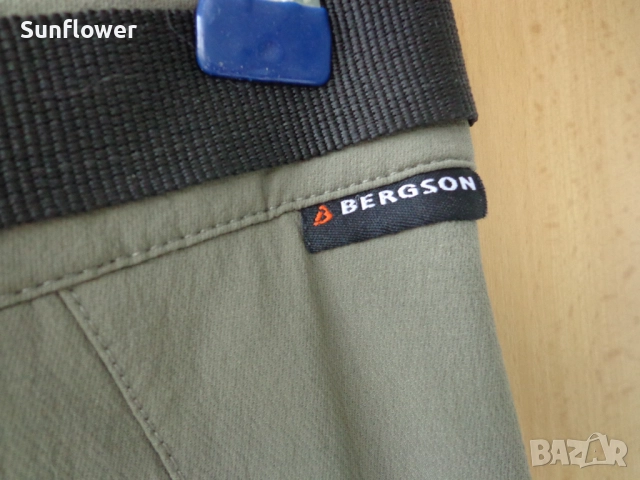 Туристически/къмпинг панталон Bergson, зеленикаво-бежов, размер 42 XL, снимка 11 - Спортни екипи - 51720327