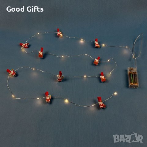 Коледни лампички Дядо Коледа, 2.20м, Топло бяло