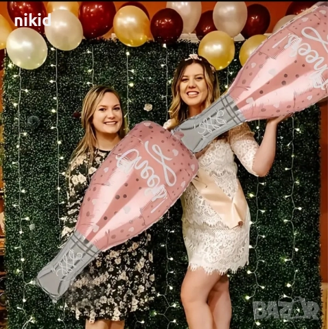 Cheers наздраве шише бутилка шампанско фолио фолиев балон хелий въздух парти годишнина юбилей сватба, снимка 3 - Други - 42934370