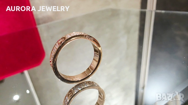 CARTIER Love Band Rose Gold Paved Diamonds Small Model Пръстен, снимка 6 - Пръстени - 52843805