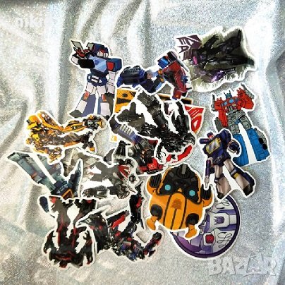 50 БР Трансформерс transformers самозалепващи лепенки стикери за украса декор картонена торта и др, снимка 5 - Други - 37588651