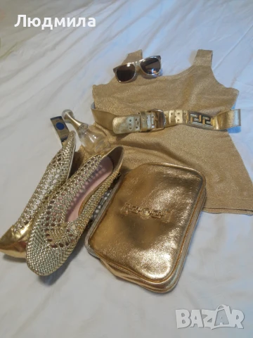 Чанта,колан,сет,обувки,слънчеви очила,златни,"VERSACE"Заложете на злато., снимка 18 - Потници - 46218150