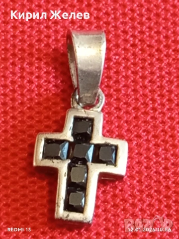 Класически сребърен кръст с инкрустирани камъни Турмалин майсторска ръчна изработка 52561, снимка 6 - Колиета, медальони, синджири - 53070178