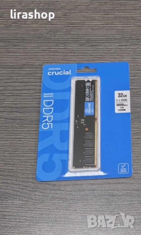 НОВА Оперативна памет (RAM ) Crucial 32GB DDR5 5600 MHz UDIMM CL46 | CT32G56C46U5, снимка 2 - RAM памет - 52933869