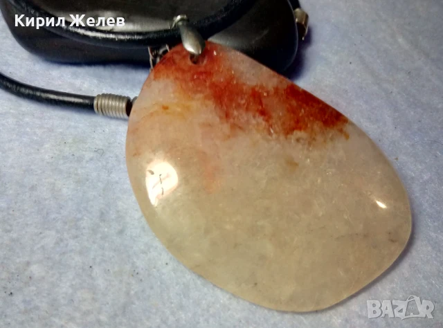 РАЗКОШНО ВИНТИДЖ АРТ КОЛИЕ с МЕДАЛЬОН от ПОЛИРАН КВАРЦ ХЕНД-МЕЙД БИЖУ 11833, снимка 2 - Колиета, медальони, синджири - 51360689