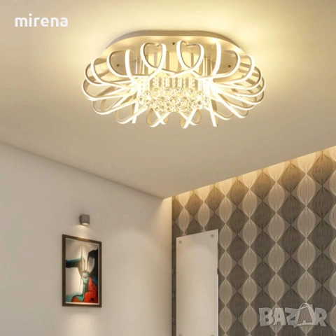 ЛЕД LED димируема таванна лампа модерна кристална полилей дистанционно, снимка 2 - Лампи за таван - 53358680