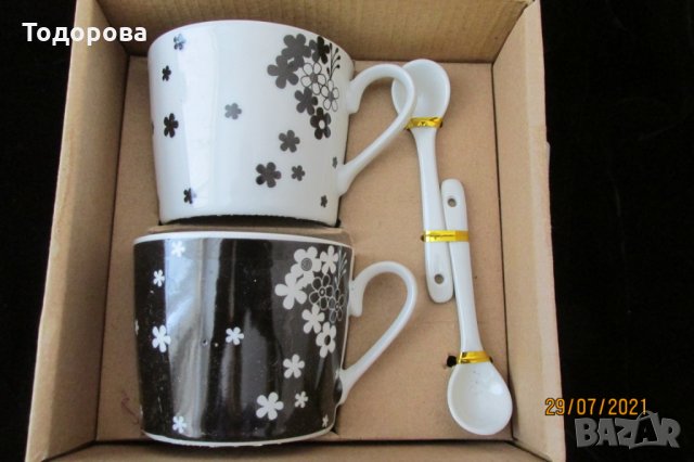 Сет  черно-бели чаши за кафе, снимка 2 - Чаши - 33690110