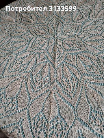 Плетена на една кука покривка за голяма кръгла маса 