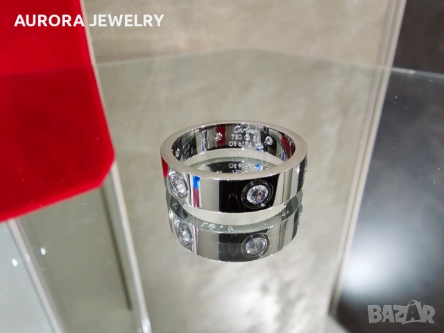 CARTIER Love White Gold 6 Diamonds Classic Model Пръстен, снимка 2 - Пръстени - 53237940