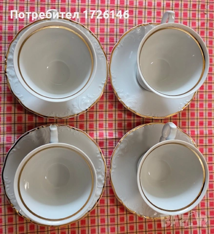 Порцеланов сет за кафе с позлата 4 броя Homeburry , снимка 4 - Чаши - 54037629