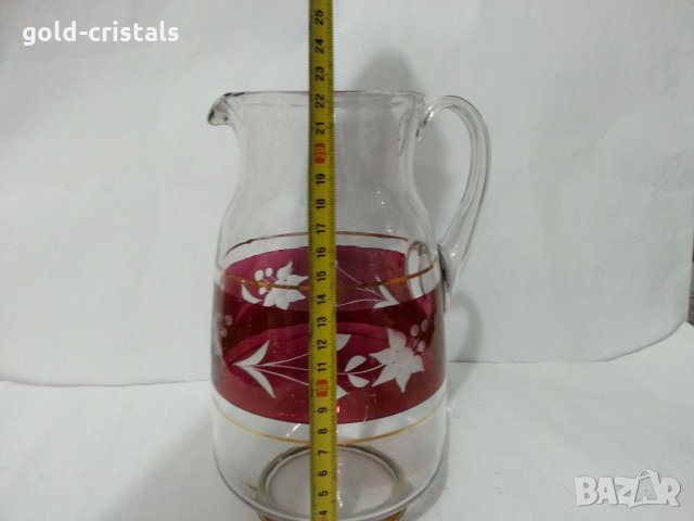 Ретро стъклена кана , снимка 3 - Антикварни и старинни предмети - 34262353