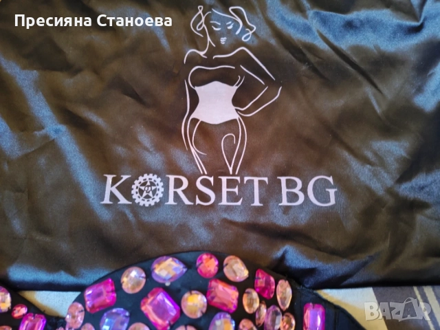 Бюстие в черен цвят с декорация от камъни, снимка 3 - Корсети, бюстиета, топове - 56311627