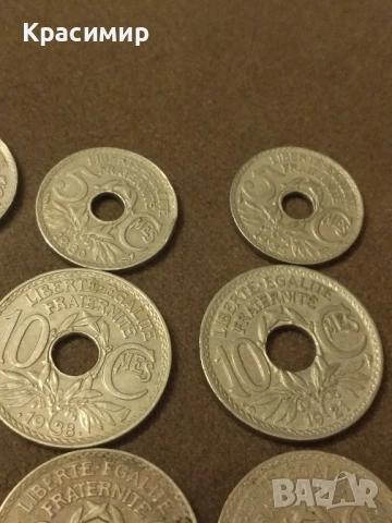 5-10 Сантима Франция 1921 г., снимка 2 - Нумизматика и бонистика - 51883153