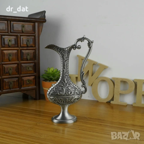 Ретро ваза от цинк с флорални мотиви, снимка 6 - Антикварни и старинни предмети - 54006420