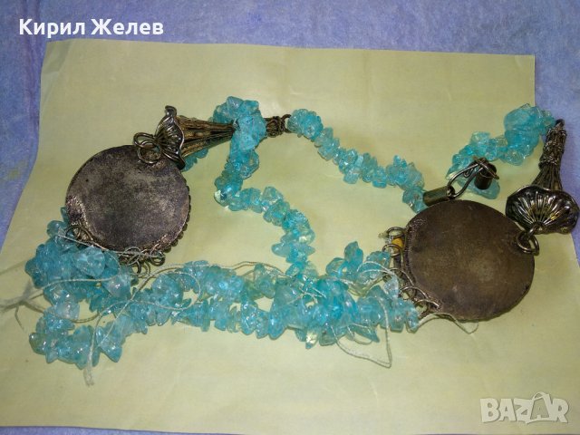 ИЗУМИТЕЛНО КРАСИВА ПОСРЕБРЕНА КРИСТАЛНА ЕТНО - АРТ СТИЛ ОГЪРЛИЦА РЪЧНА ИЗРАБОТКА 34781, снимка 5 - Колиета, медальони, синджири - 39193162