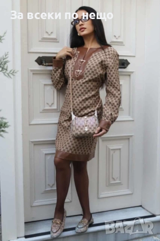 Gucci Дамска Рокля С Дълъг Ръкав Гучи - 2 Налични Цвята Код I_118, снимка 2 - Рокли - 52172842