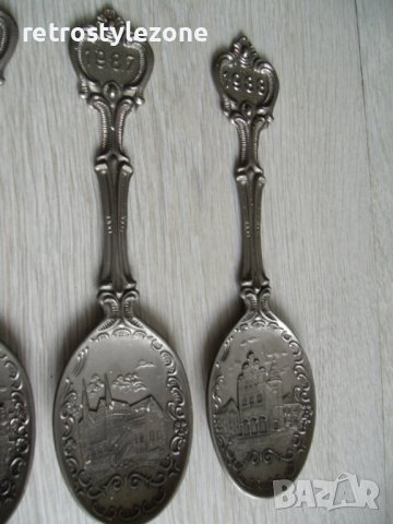 № 6190 малка колекция - 8 броя лъжици - zinn   - серия от 1981 до 1988  , снимка 4 - Други ценни предмети - 36614055