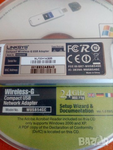 Linksys Wirelees-G Compact USB Network Adapter , снимка 4 - Мрежови адаптери - 42096493