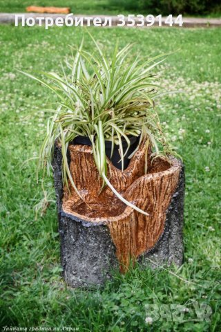 Градински кашпи от щампован бетон имитиращи дърво, снимка 7 - Саксии и кашпи - 38594886