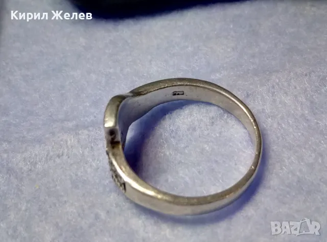 СКЪПЕЦЕНЕН МАРКАЗИТЕН СРЕБЪРЕН ПРЪСТЕН СРЕБРО 925 РЪЧНА ЮВЕЛИРНА ИЗРАБОТКА 47959, снимка 2 - Пръстени - 50115972