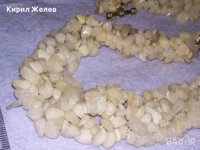 ПРЕКРАСНО КОЛИЕ ОГЪРЛИЦА от НАТУРАЛЕН БЯЛ ОПАЛ КАМЪЧЕТА РЪЧНО НАНИЗАНИ 34675, снимка 8 - Колиета, медальони, синджири - 39190636