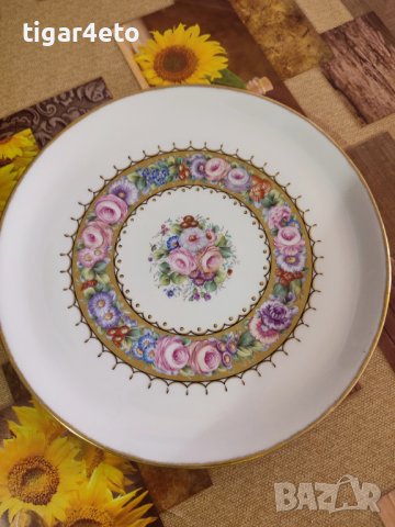 Рисувана керамична чиния цветя 