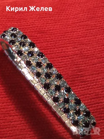 ЕФЕКТНА ПОСРЕБРЕНА РАЗТЕГАТЕЛНА ВИНТИДЖ АРТ СТИЛ ГРИВНА с ФАСЕТИРАНИ КРИСТАЛИ 47462, снимка 7 - Гривни - 47045741