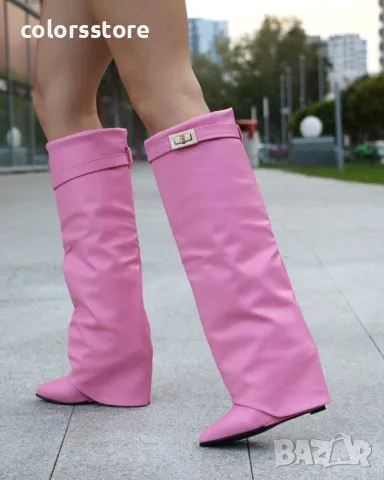 Ботуши на платформа - розова кожа - K-40