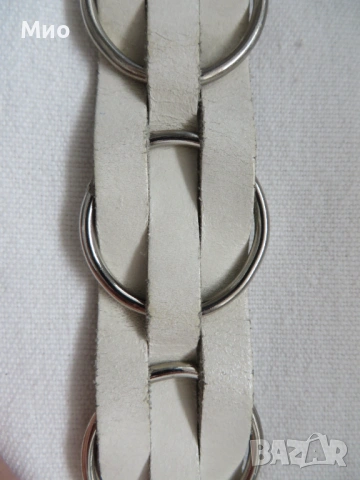 Бял колан, естествена кожа, 91 см, снимка 5 - Колани - 54166711