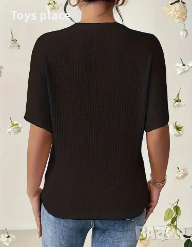XL Елегантна дамска блуза с къс ръкав , снимка 3 - Ризи - 53065974