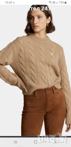 POLO Ralph Lauren Cable Wool / Cashmere Knit Womens Size S НОВО! ОРИГИНАЛ! Дамски Поло Пуловер !, снимка 2 - Блузи с дълъг ръкав и пуловери - 48884962