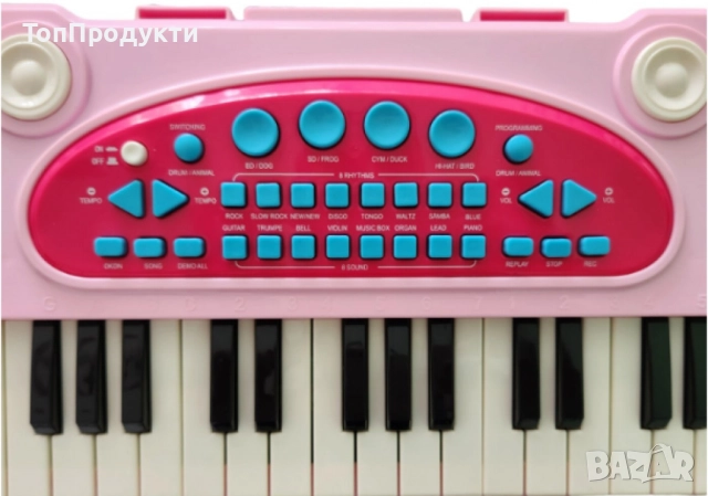Розово детско пиано с микрофон и 37 клавиша – Забава и музикално развитие за малки музиканти, снимка 3 - Музикални играчки - 52964687